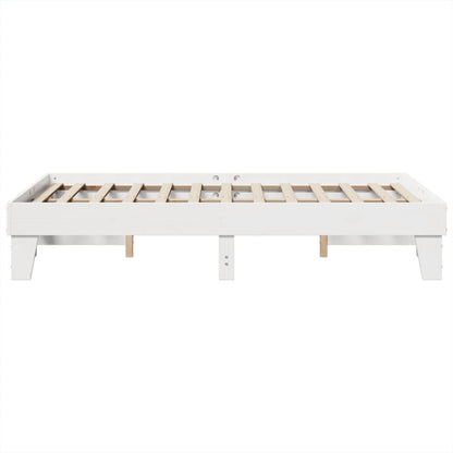 White Solid Pine Wood Double Bed Frame 135x190 cm (No Mattress)