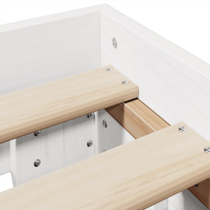 White Solid Pine Wood Double Bed Frame 135x190 cm (No Mattress)