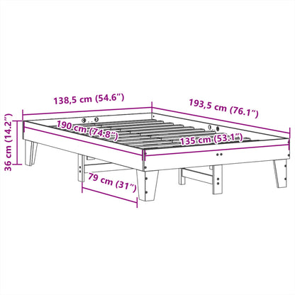 White Solid Pine Wood Double Bed Frame 135x190 cm (No Mattress)