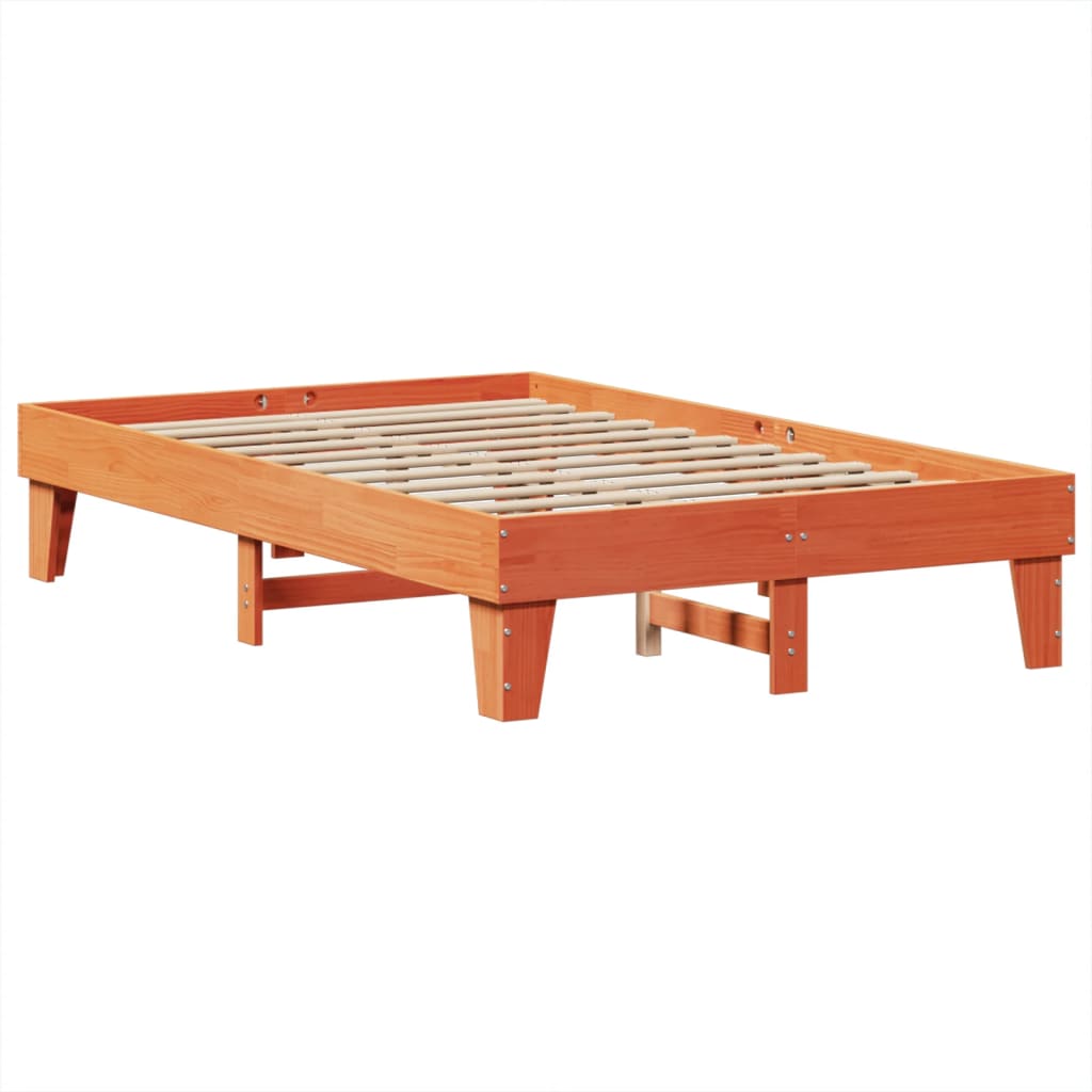Solid Pine Bed Frame, Wax Brown, 135x190 cm Double, No Mattress