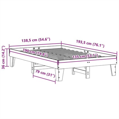 Solid Pine Bed Frame, Wax Brown, 135x190 cm Double, No Mattress