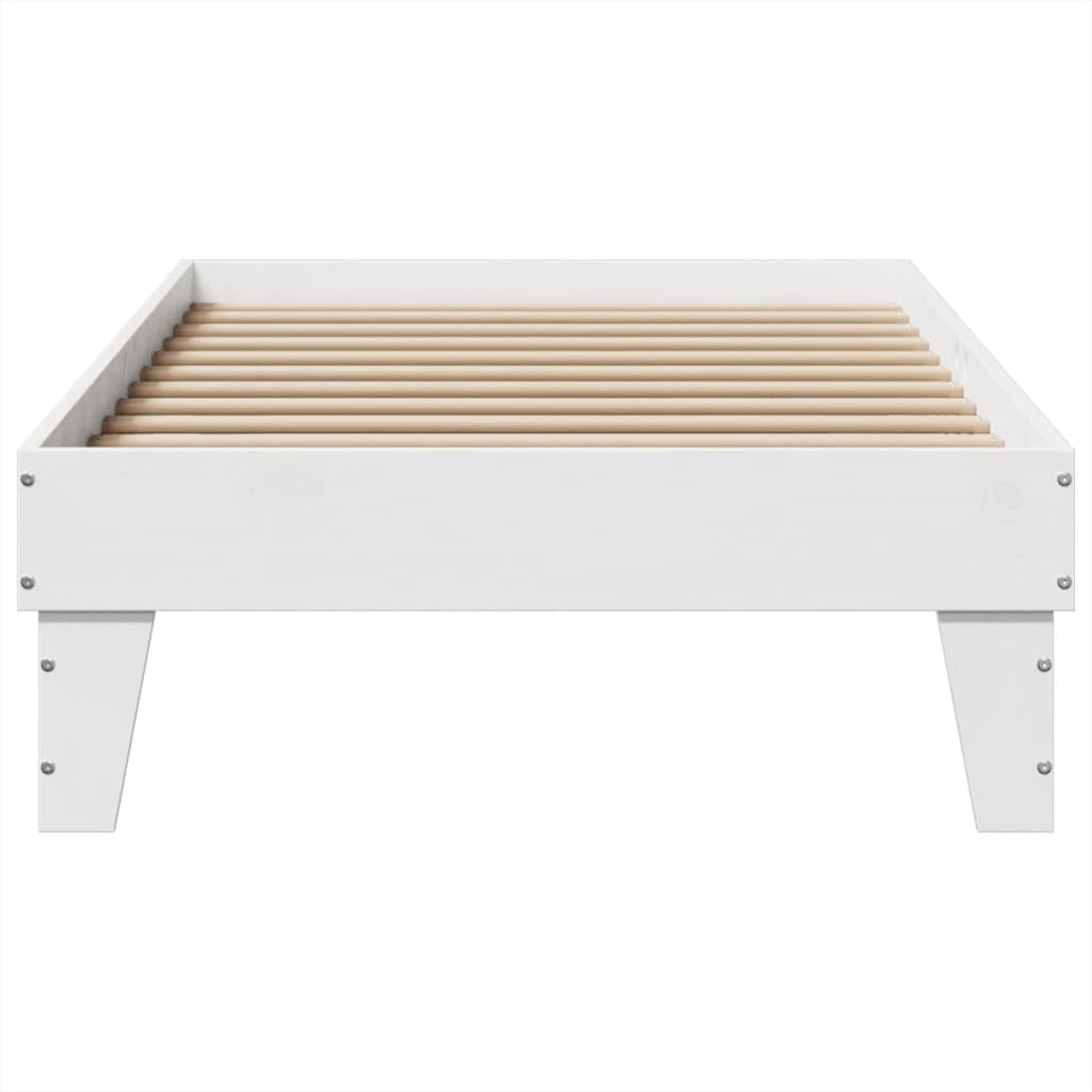Solid Pine Wood Bed Frame, White, 75x190 cm - Small Single