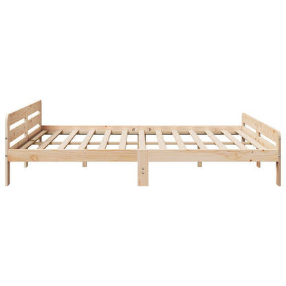 Solid Pine Wood Bed Frame 200x200 cm - Sturdy & Elegant Design
