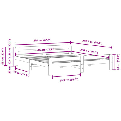 Solid Pine Wood Bed Frame 200x200 cm - Sturdy & Elegant Design