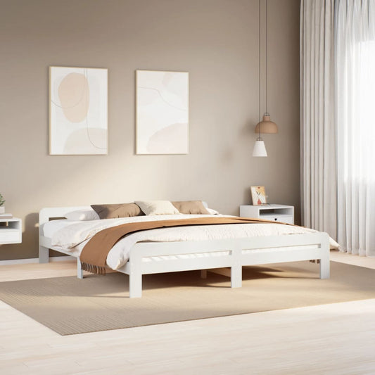Super King Solid Pine Bed Frame 180x200 cm - White Finish