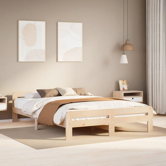 Solid Pine Wood Bed Frame 160x200 cm - Sturdy & Stylish Design