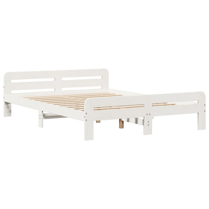 King Size Solid Pine Bed Frame 150x200 cm - White Finish
