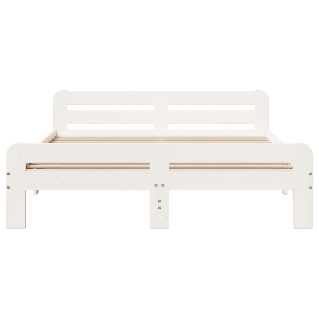 King Size Solid Pine Bed Frame 150x200 cm - White Finish