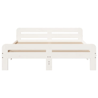 King Size Solid Pine Bed Frame 150x200 cm - White Finish