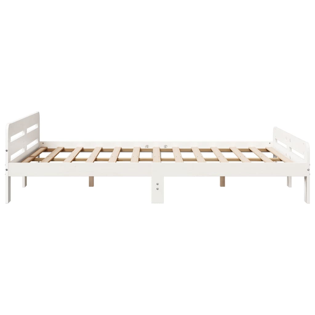 King Size Solid Pine Bed Frame 150x200 cm - White Finish