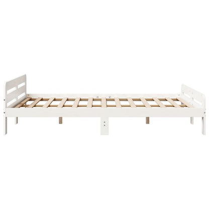 King Size Solid Pine Bed Frame 150x200 cm - White Finish