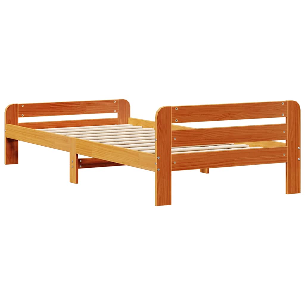 Wax Brown Solid Pine Bed Frame 90x200 cm - No Mattress Included