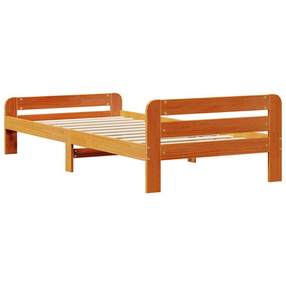 Wax Brown Solid Pine Bed Frame 90x200 cm - No Mattress Included