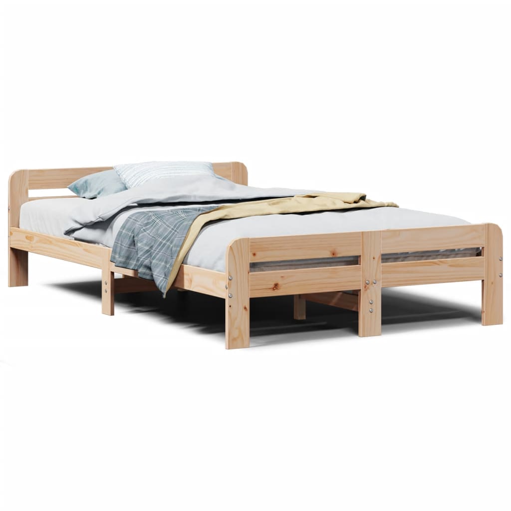 Solid Pine Wood Double Bed Frame 135x190 cm - No Mattress