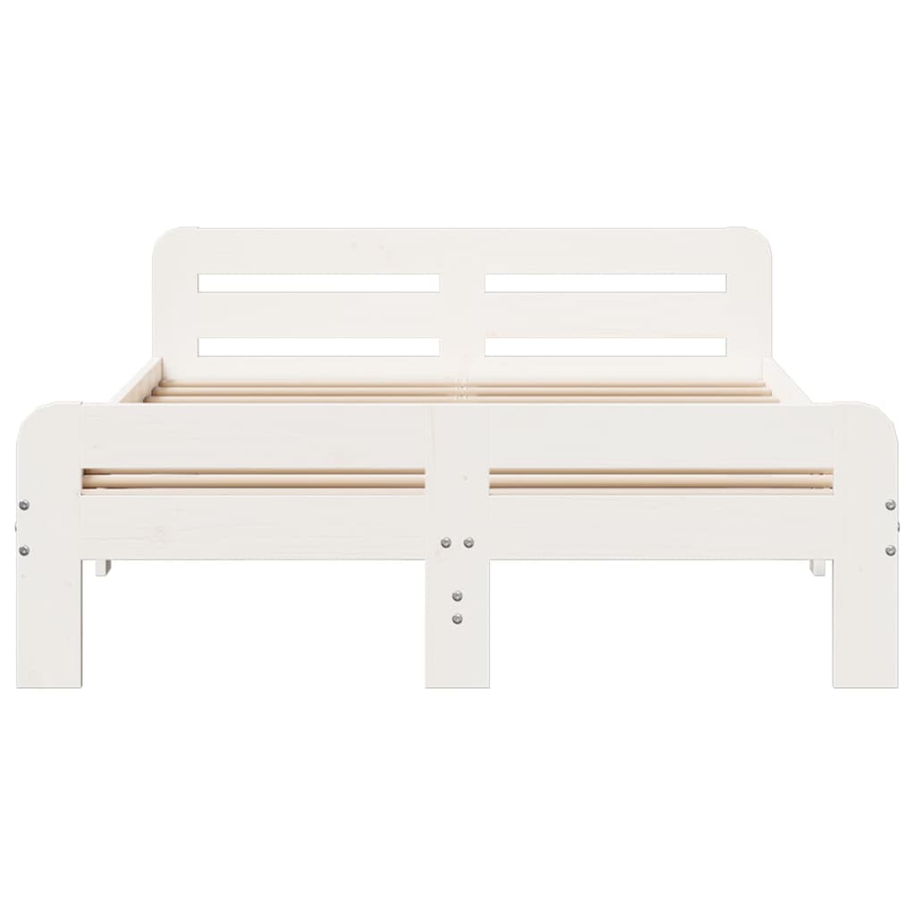White Solid Pine Bed Frame 120x190 cm Small Double, No Mattress
