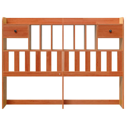Solid Pine Wood Headboard with Storage, Wax Brown, 150 cm