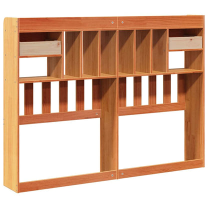 Solid Pine Wood Headboard with Storage, Wax Brown, 150 cm