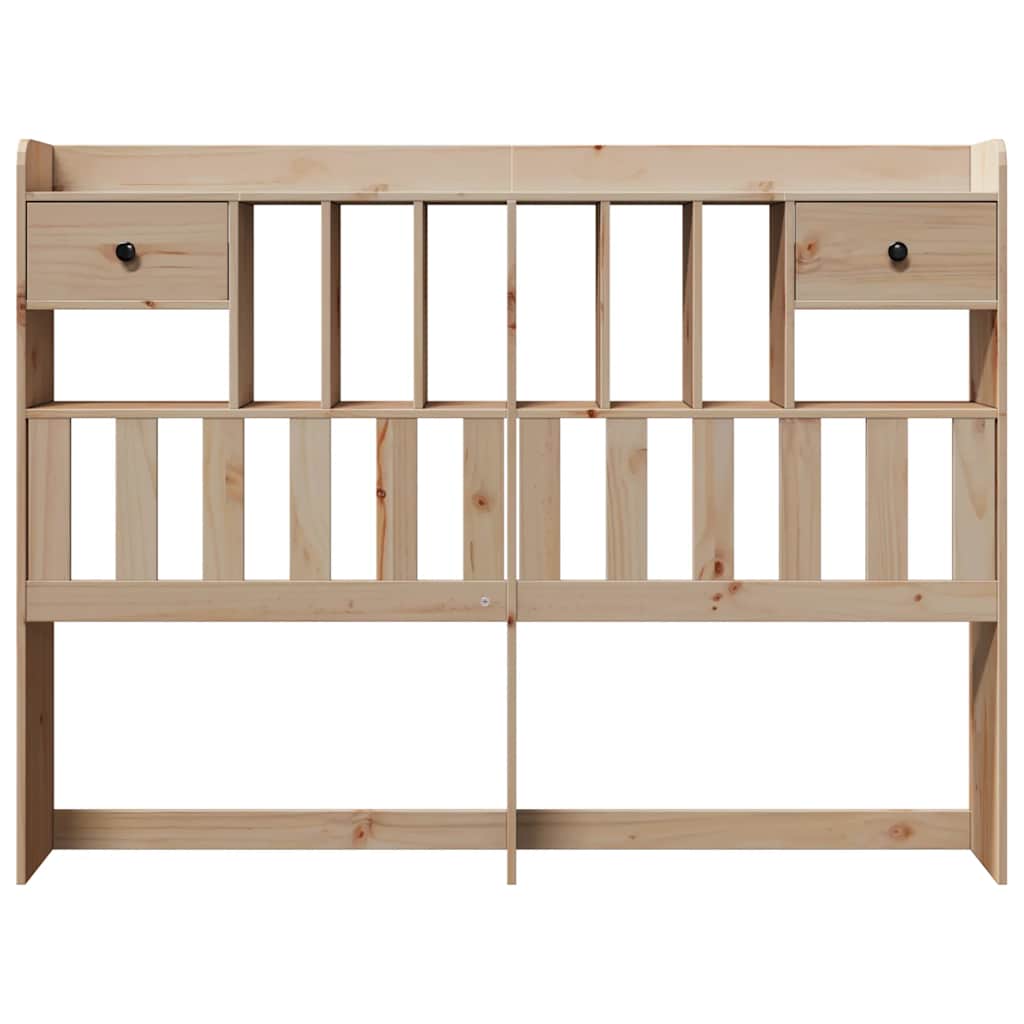 Solid Pine Wood Headboard with Storage, 140 cm - Natural Finish