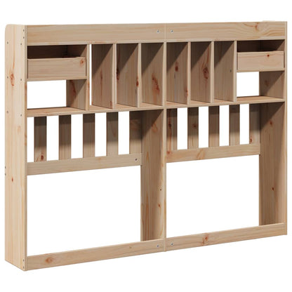 Solid Pine Wood Headboard with Storage, 140 cm - Natural Finish