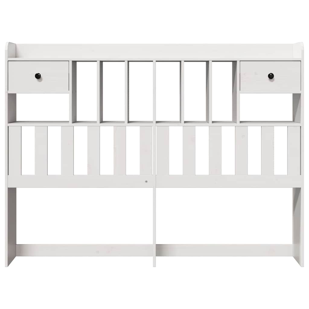 Solid Pine Headboard with Storage - White, 140 cm