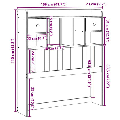 Solid Pine Wood Headboard with Storage, 100 cm, Honey Finish