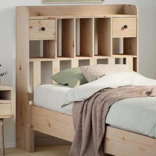 Solid Pine Wood Headboard with Storage, 100 cm, Honey Finish