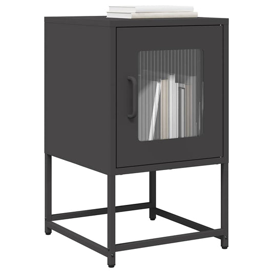 Sleek Black Bedside Cabinet 36x39x60.5 cm | Cold-Rolled Steel