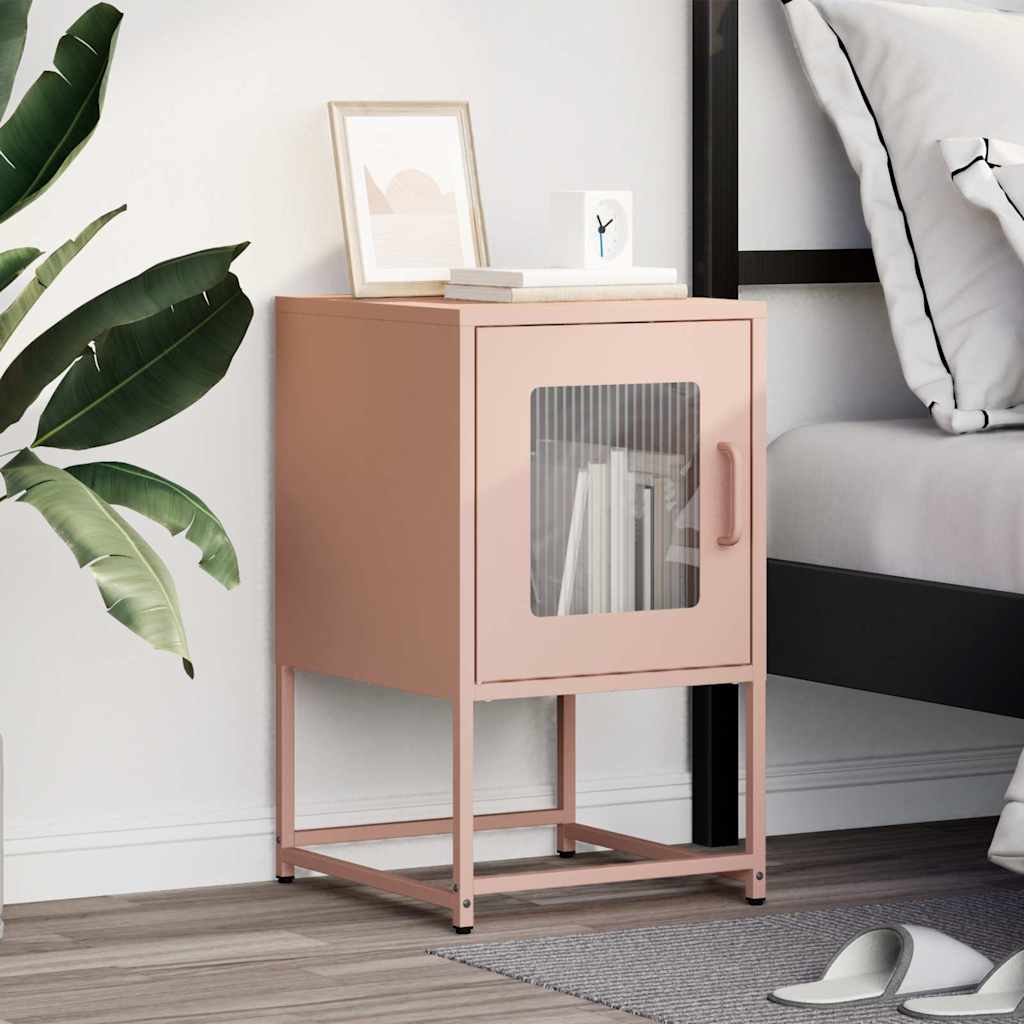 Pink Bedside Cabinet, Cold-Rolled Steel, 36x39x60.5 cm