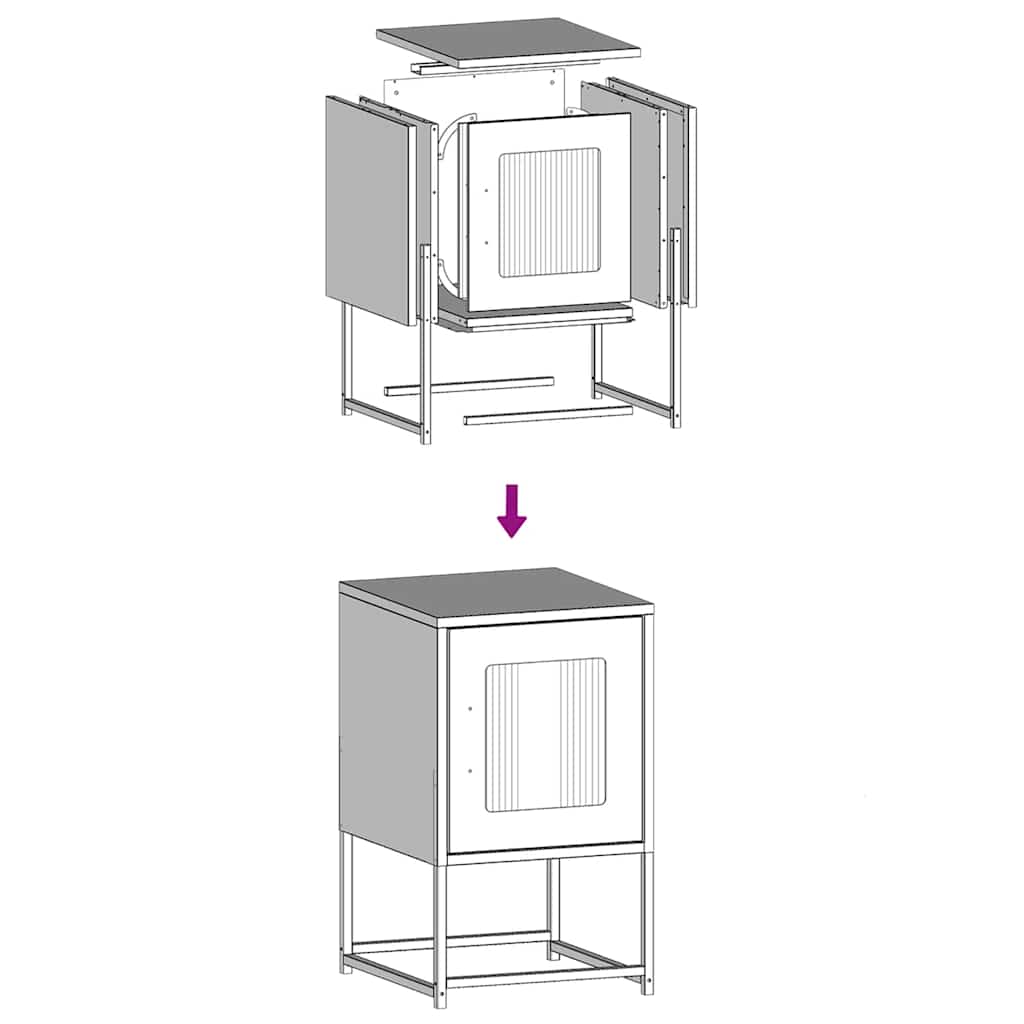 Pink Bedside Cabinet, Cold-Rolled Steel, 36x39x60.5 cm