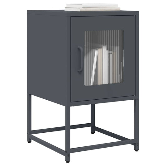 Anthracite Steel Bedside Cabinet 36x39x60.5 cm - Modern & Durable