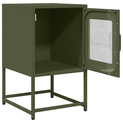 Olive Green Bedside Cabinet - Cold-Rolled Steel, 36x39x60.5 cm
