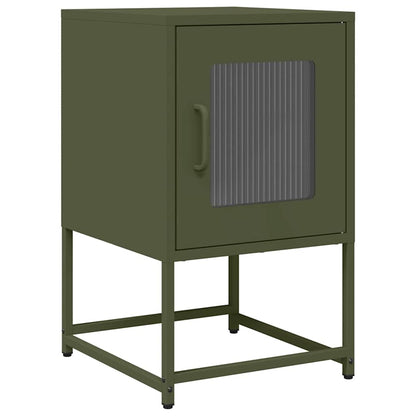 Olive Green Bedside Cabinet - Cold-Rolled Steel, 36x39x60.5 cm
