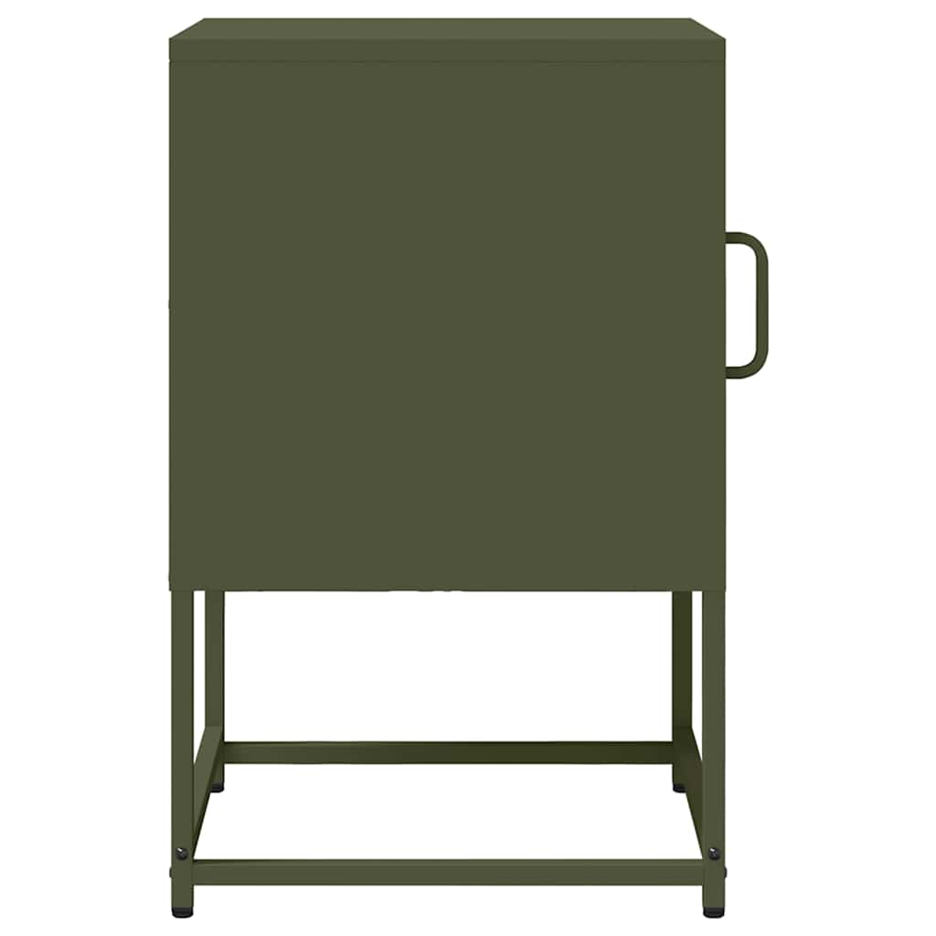 Olive Green Bedside Cabinet - Cold-Rolled Steel, 36x39x60.5 cm