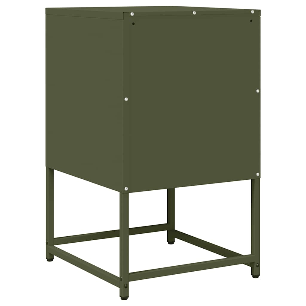 Olive Green Bedside Cabinet - Cold-Rolled Steel, 36x39x60.5 cm