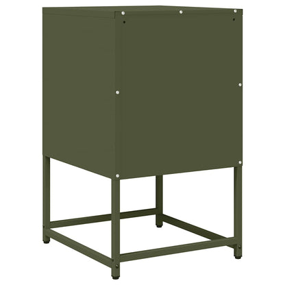 Olive Green Bedside Cabinet - Cold-Rolled Steel, 36x39x60.5 cm