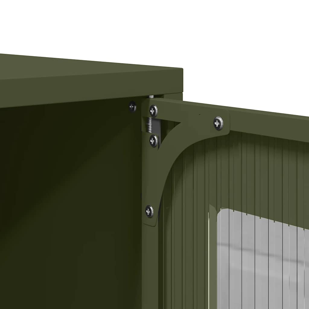 Olive Green Bedside Cabinet - Cold-Rolled Steel, 36x39x60.5 cm
