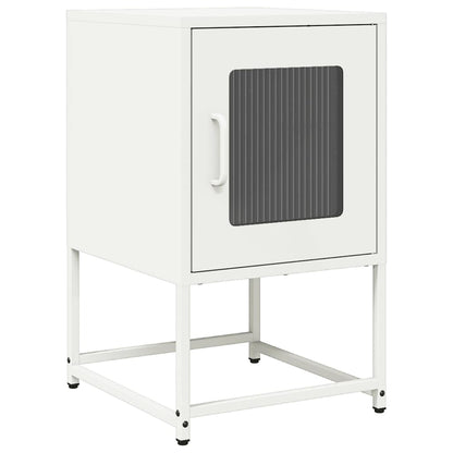 Sleek White Bedside Cabinet, Cold-Rolled Steel, 36x39x60.5 cm