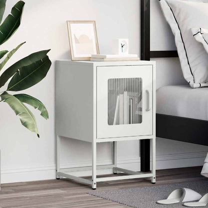 Sleek White Bedside Cabinet, Cold-Rolled Steel, 36x39x60.5 cm
