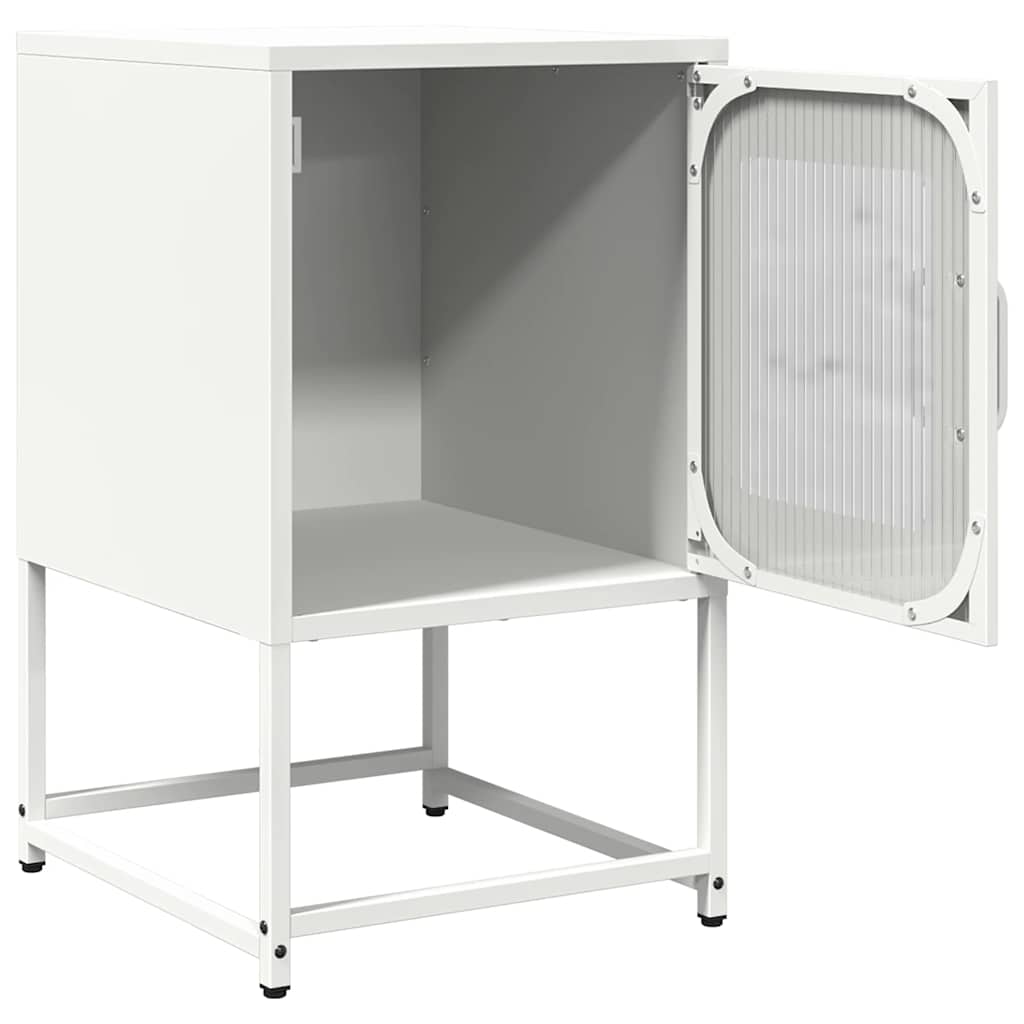 Sleek White Bedside Cabinet, Cold-Rolled Steel, 36x39x60.5 cm