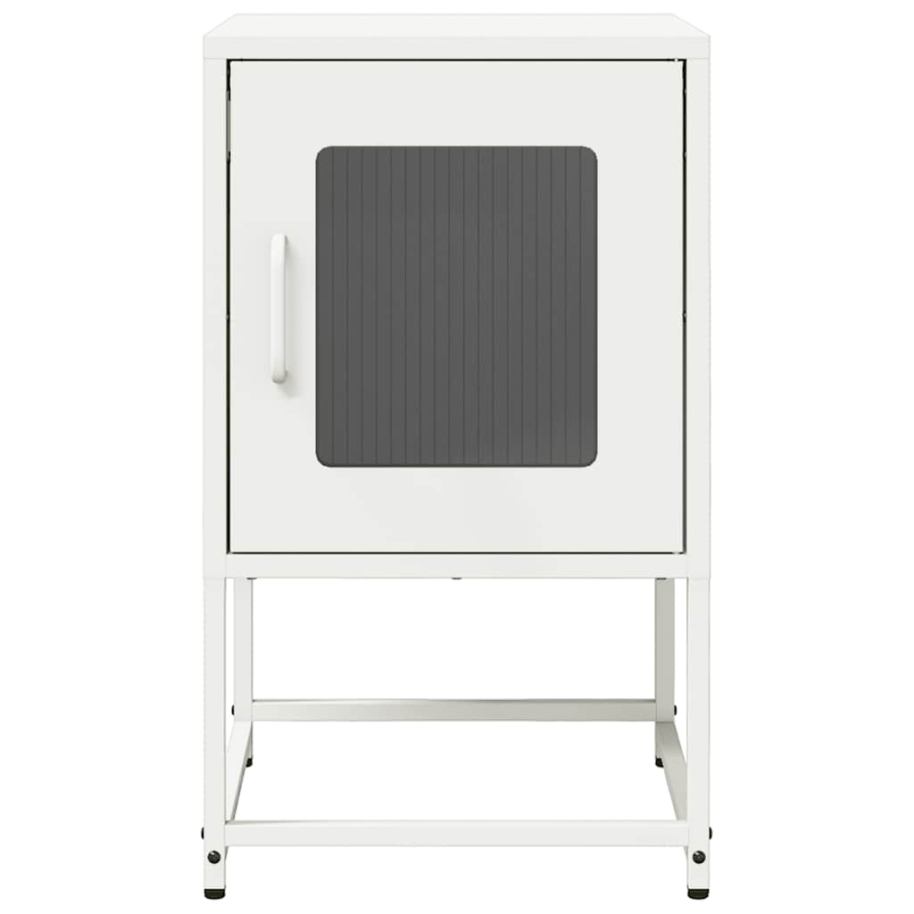 Sleek White Bedside Cabinet, Cold-Rolled Steel, 36x39x60.5 cm
