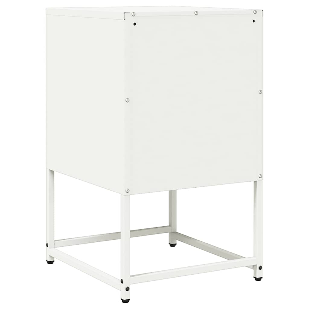 Sleek White Bedside Cabinet, Cold-Rolled Steel, 36x39x60.5 cm