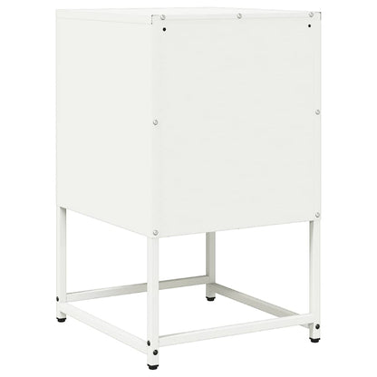 Sleek White Bedside Cabinet, Cold-Rolled Steel, 36x39x60.5 cm