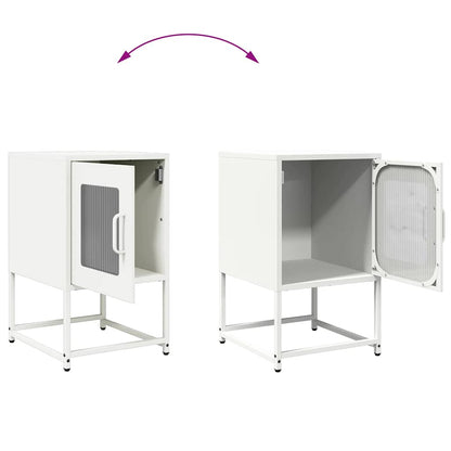 Sleek White Bedside Cabinet, Cold-Rolled Steel, 36x39x60.5 cm
