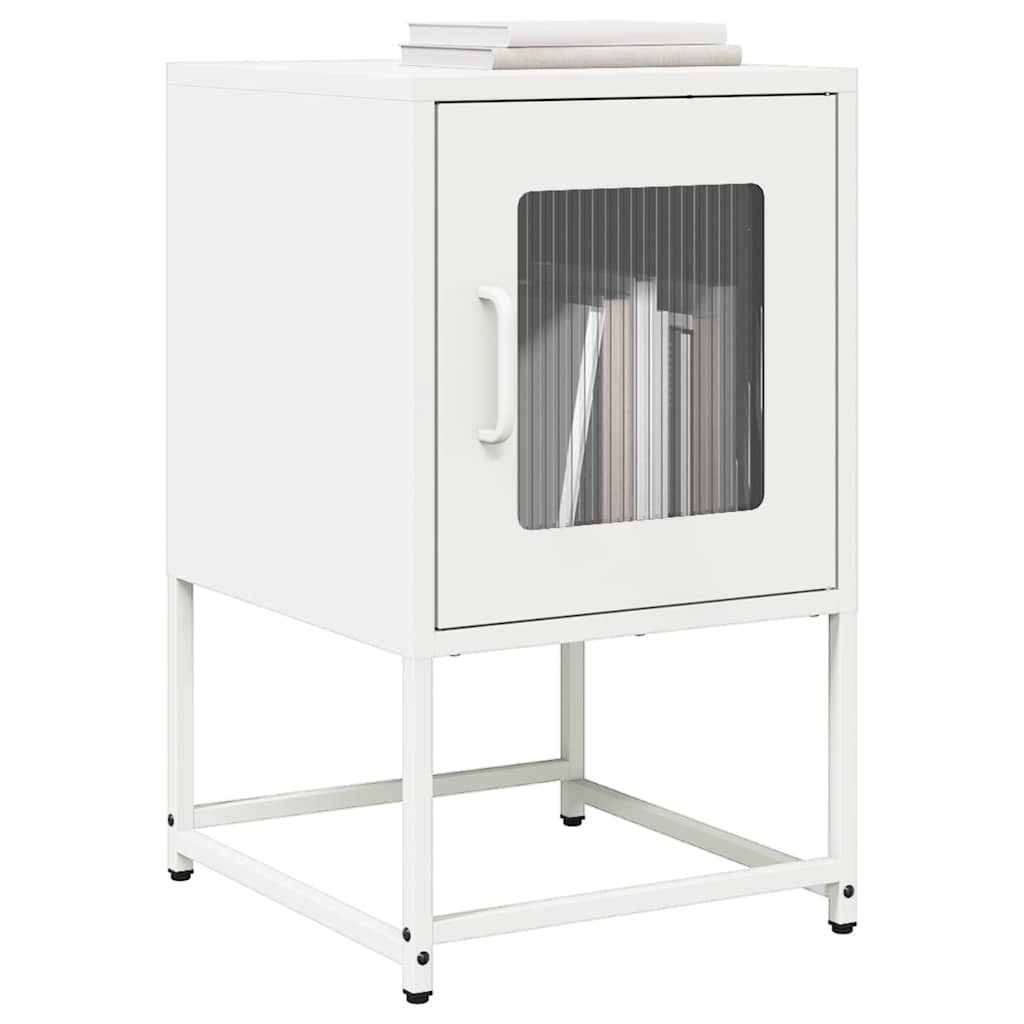 Sleek White Bedside Cabinet, Cold-Rolled Steel, 36x39x60.5 cm