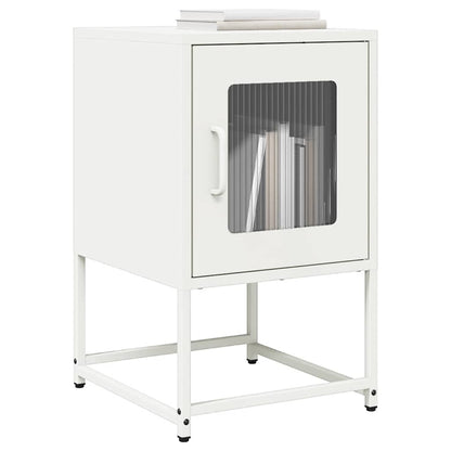Sleek White Bedside Cabinet, Cold-Rolled Steel, 36x39x60.5 cm
