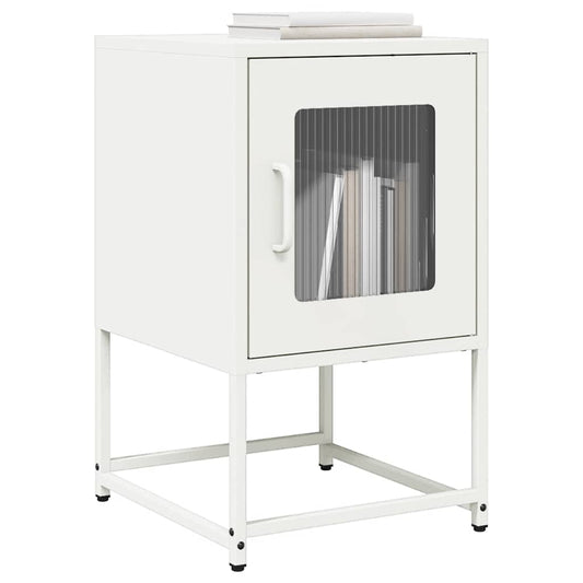 Sleek White Bedside Cabinet, Cold-Rolled Steel, 36x39x60.5 cm