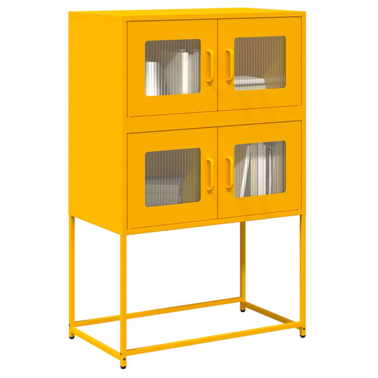 Mustard Yellow Steel Highboard, 68x39x107 cm - Stylish Storage Solution