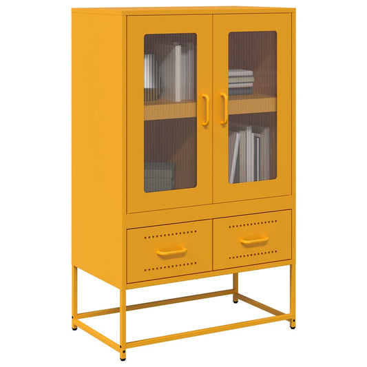 Mustard Yellow Steel Highboard, 68x39x111.5 cm - Stylish Storage Solution