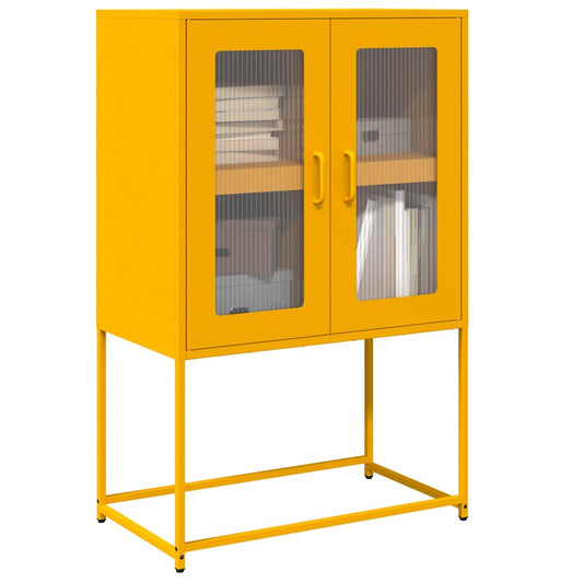 Mustard Yellow Steel Highboard 68x39x107 cm - Sleek Storage Solution