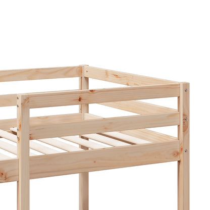 Loft Bed Frame with Desk and Shelves 90x200cm Solid Wood Pine